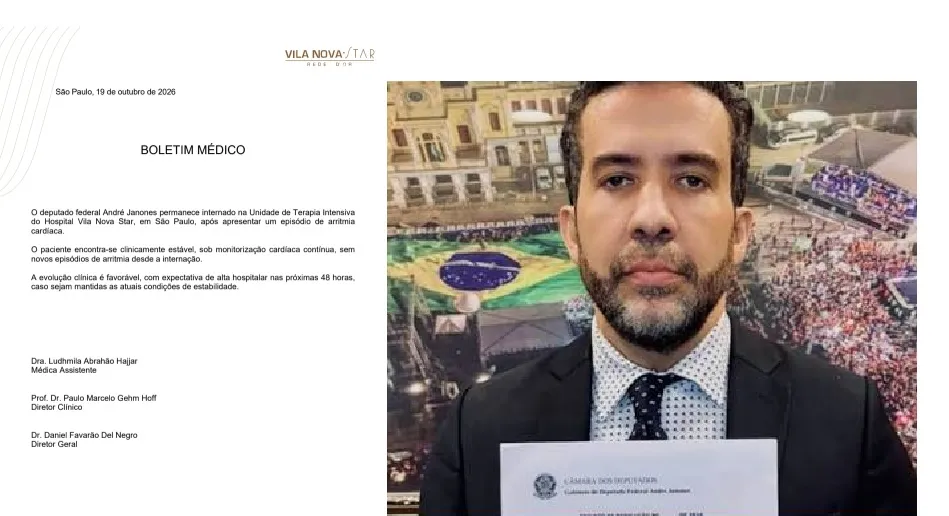 Janones está estável após arritmia cardíaca e deve receber alta em até 48 horas